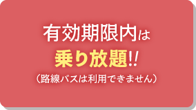 有効期限内は乗り放題!!（路線バスは利用できません）