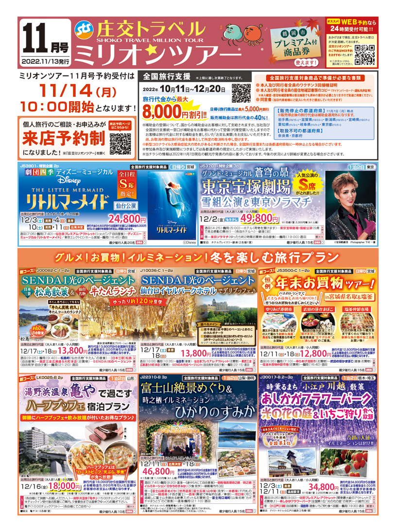 庄交ミリオンツアー11月号 庄交トラベル