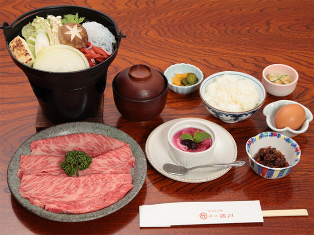 2日目夕食：まるたけ近江西川／近江牛すきやき（イメージ）