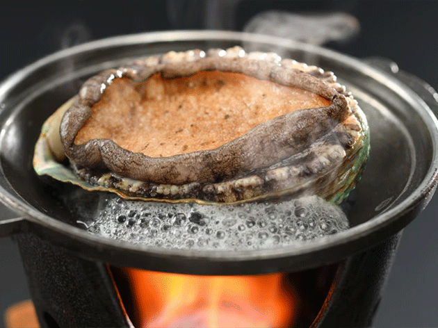 1日目夕食：愉海亭みやじま/選べるメイン③活あわび大（100ｇ以上）ステーキ